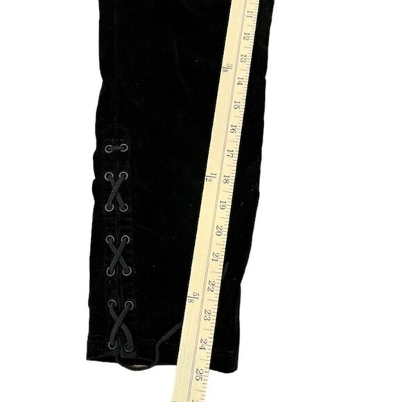 Hudson Nix High Rise Lace Hem Black Velvet Cropped Skinny Pants Size 29 - Picture 6 of 14